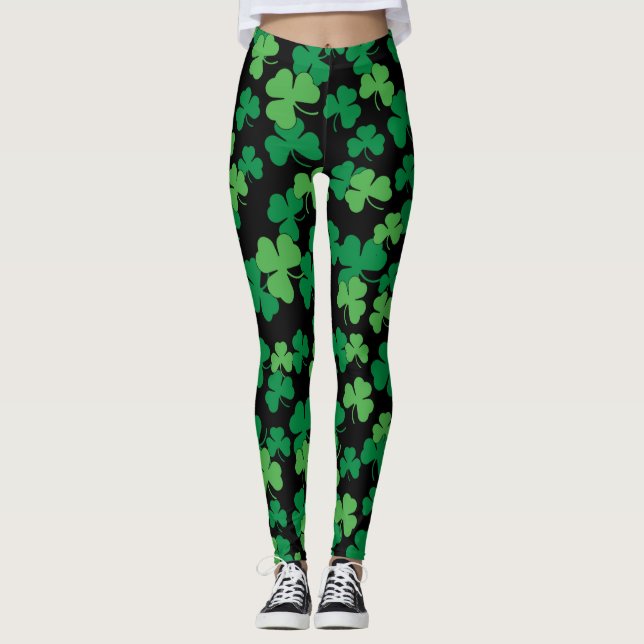 St. Patricks Day klöver mönster Leggings (Framsida)