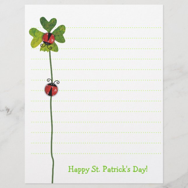 St. Patrick's Day Klöver & Nyckelpigor Pappersvaro (Framsida)