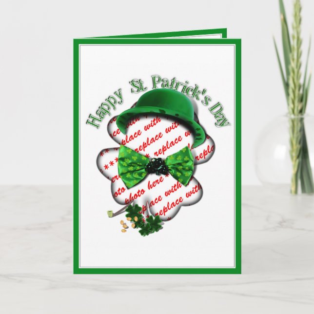 St Patrick's Day Klöver Ram med Justerbar Band Kort (Framsida)