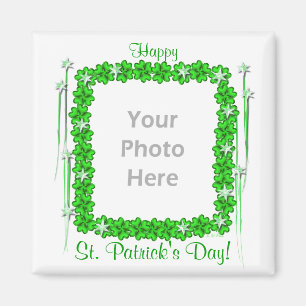 St. Patricks Day Klöver Stars (bild ram) Magnet