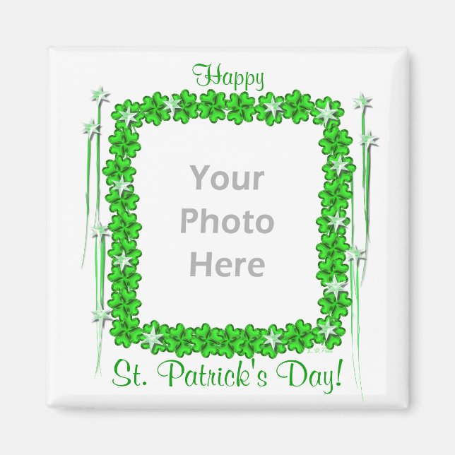 St. Patricks Day Klöver Stars (bild ram) Magnet (Framsidan)