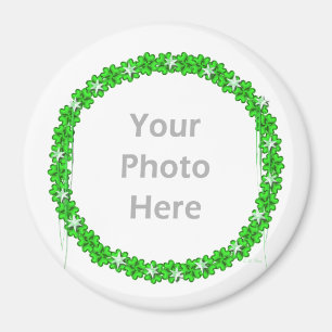 St. Patricks Day Klöver Stars (runt foto ram) Magnet