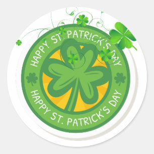 St. Patrick's Day Klöver Stickers Runt Klistermärke