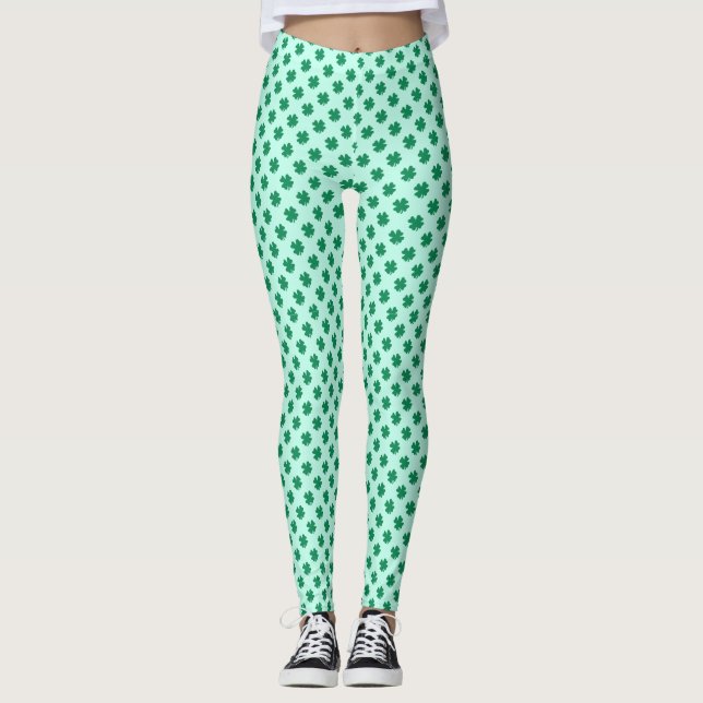 St. Patrick's Day Klöverbladsmönster-54602 Leggings (Framsida)