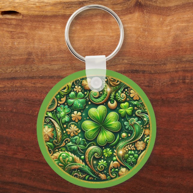 St. Patrick's Day-klöverdesign  Nyckelring (Framsida)