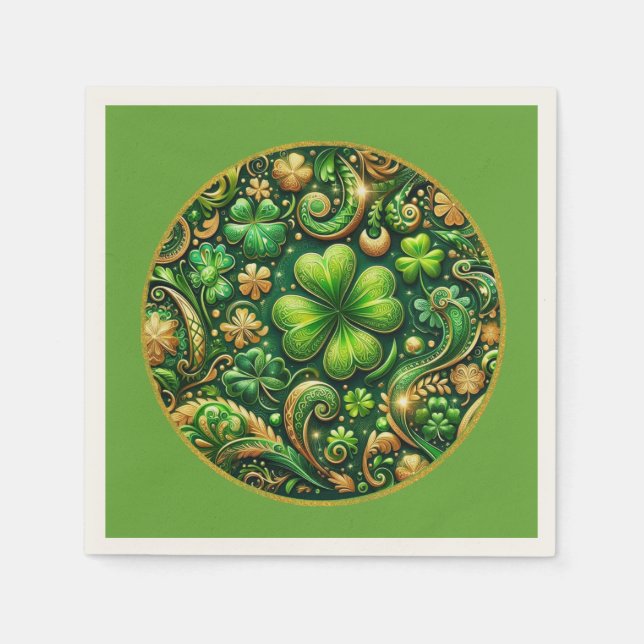 St. Patrick's Day Klöverdesign  Pappersservett (Framsidan)