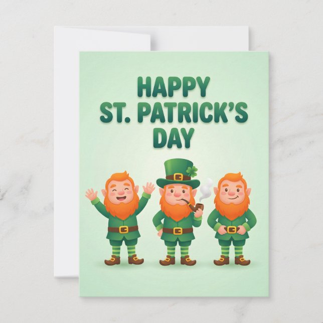 St Patricks Day-kort för barn Leprechaun Julkort (Framsida)