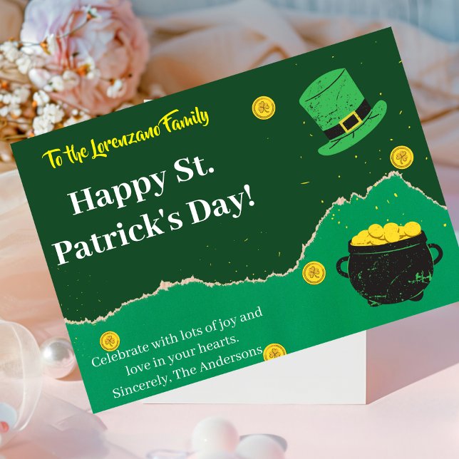 St patrick's day-kort för grönt och Guld Mynt Linj Anteckningskort (Skapare uppladdad)