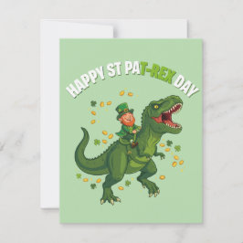 St Patricks Day-kort för pojkar Dinosaurie Julkort