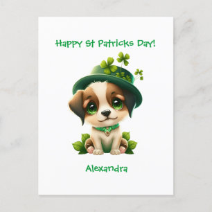 St patricks day-kort med Cute Leprechaun Hund Vykort