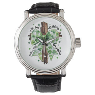 St. Patrick's Day Kristet Tro Klöver Shamrock Armbandsur