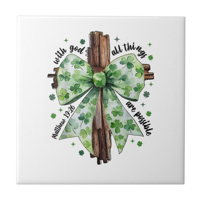 St. Patrick's Day Kristet Tro Klöver Shamrock Kakelplatta (Framsidan)
