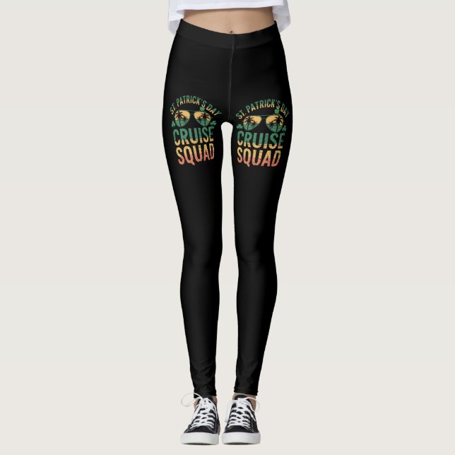 St Patrick's Day Kryssningsgäng Rollig Familj Matc Leggings (Framsida)
