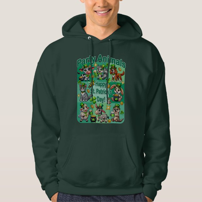 St. Patrick's Day Kul och söta "Party Animals" Hoodie (Framsida)