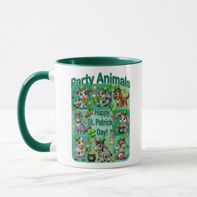 St. Patricks Day Kul och söta "Party Animals" Mugg (Vänster)