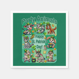 St. Patricks Day Kul och söta "Party Animals" Pappersservett