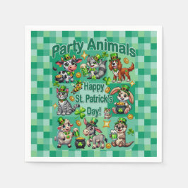 St. Patricks Day Kul och söta "Party Animals" Pappersservett