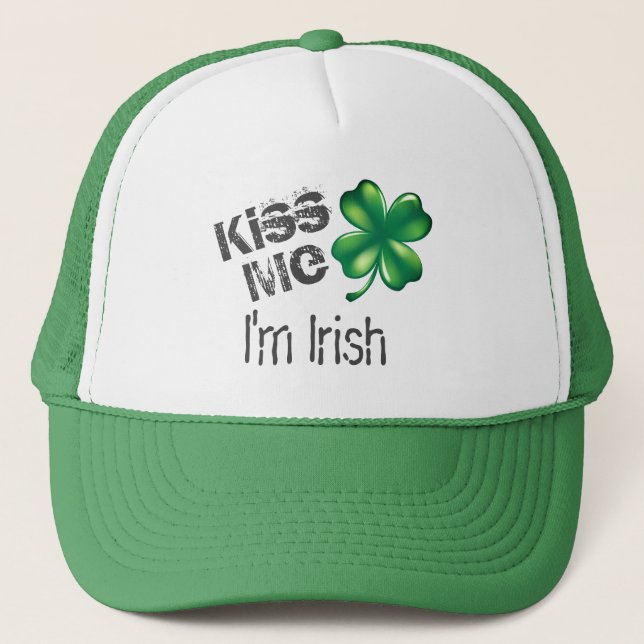 St. Patrick's Day Kyss mig, jag är irländsk, grön  Keps (Framsida)