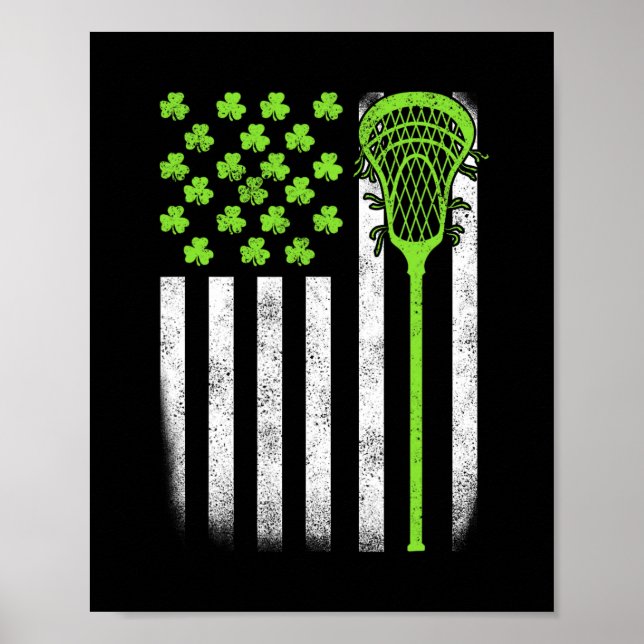 St patricks day Lacrosse Lax USA flagga Women Iris Poster (Framsidan)