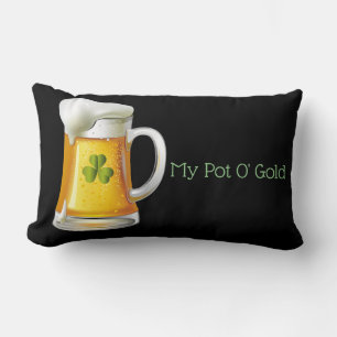 St. Patrick's Day Ländryggkudde-Öl & Shamrock Lumbarkudde