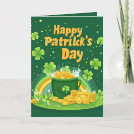 St. Patrick's Day läppgubbe hatt och guld Kort