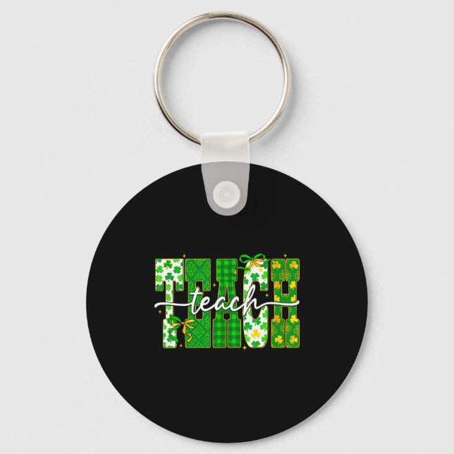 St patricks day lärare skjorta för lärare kvinnor  nyckelring (Framsida)