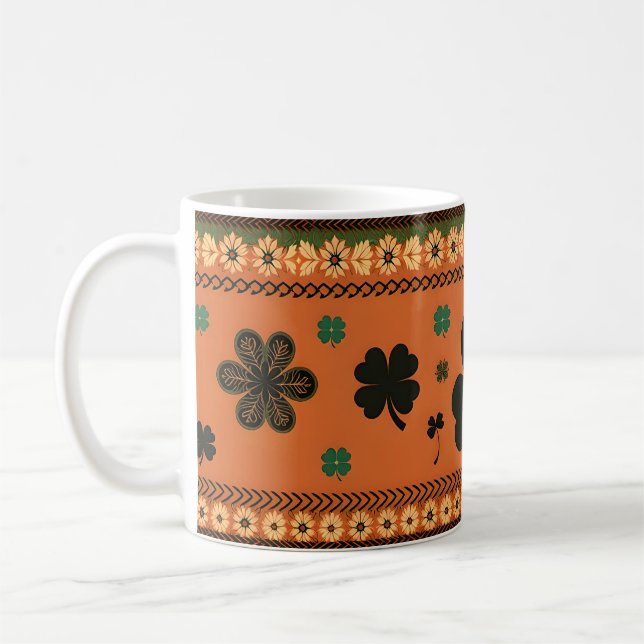 St. Patrick's Day Large Shamrocks and Flowers Kaffemugg (Vänster)