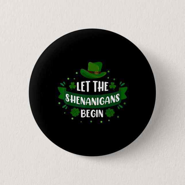 St Patricks Day Låt De Busiga Stunderna Börja Luck Knapp (Framsida)