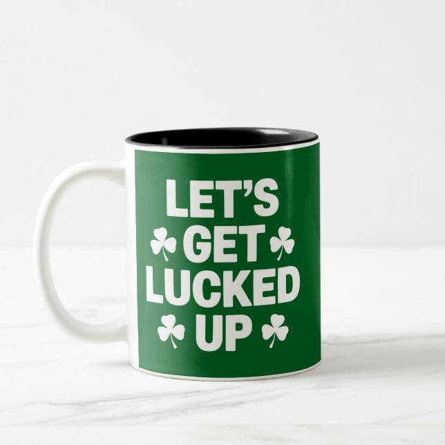 St Patrick's Day Låt oss bli turade irländska klöv Två-Tonad Mugg (Vänster)