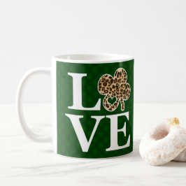 St patricks day Leopard Kärlek Shamrock Kaffemugg