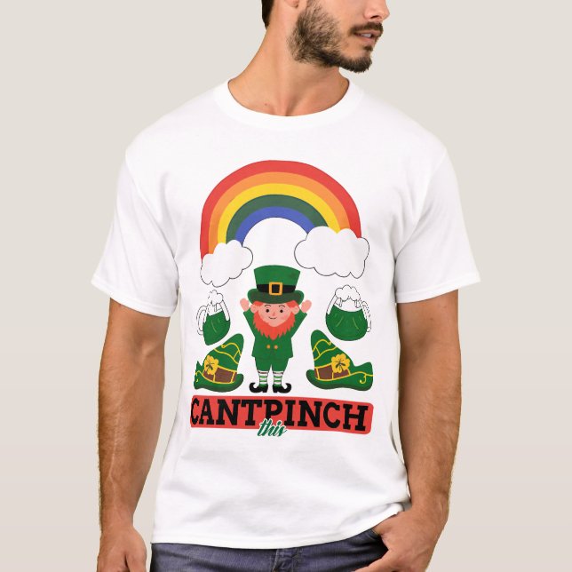 St. Patrick's Day Leprechaun and Rainbow T-Shirt D (Framsida)