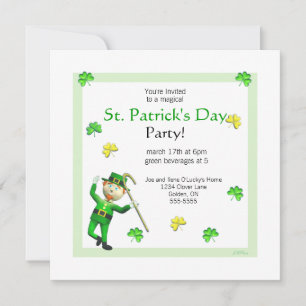 St. Patrick's Day Leprechaun and Shamrocks Inbjudningar