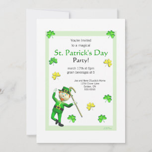 St. Patrick's Day Leprechaun and Shamrocks Inbjudningar