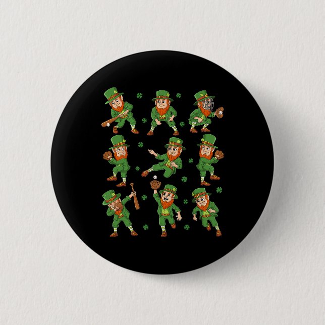 St patricks day Leprechaun Baseball Player Boys Gi Knapp (Framsida)