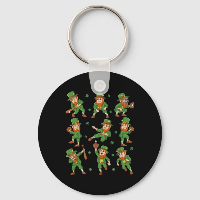 St patricks day Leprechaun Baseball Player Boys Gi Nyckelring (Framsida)