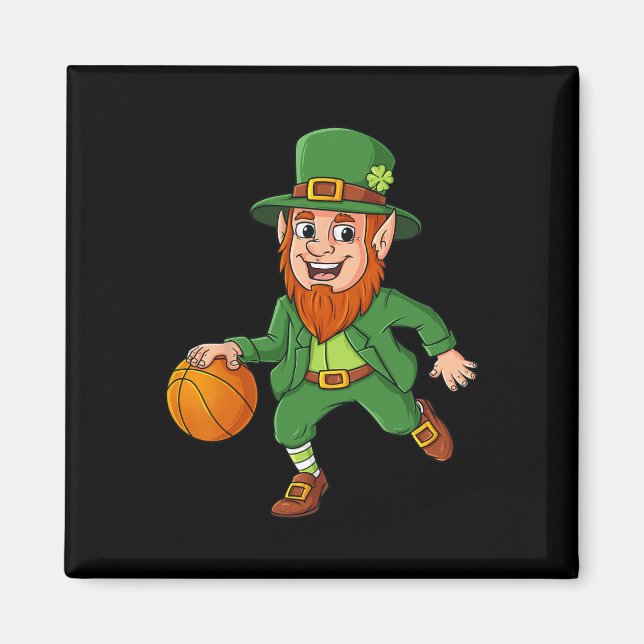 St patricks day Leprechaun Basketball Lucky Boys G Magnet (Framsidan)