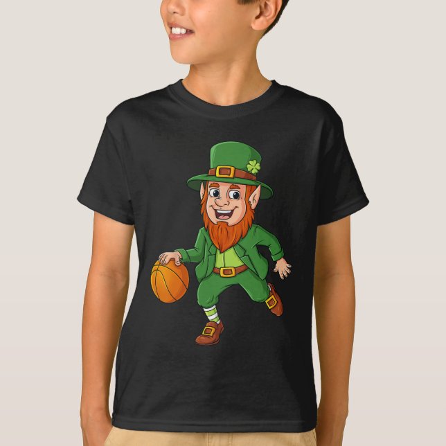St patricks day Leprechaun Basketball Lucky Boys G T Shirt (Framsida)