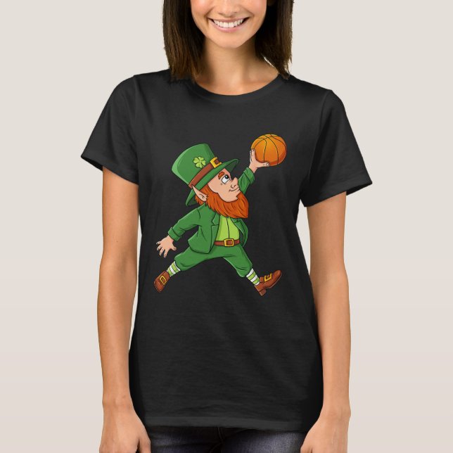 St patricks day Leprechaun Basketball Lucky Boys G T Shirt (Framsida)