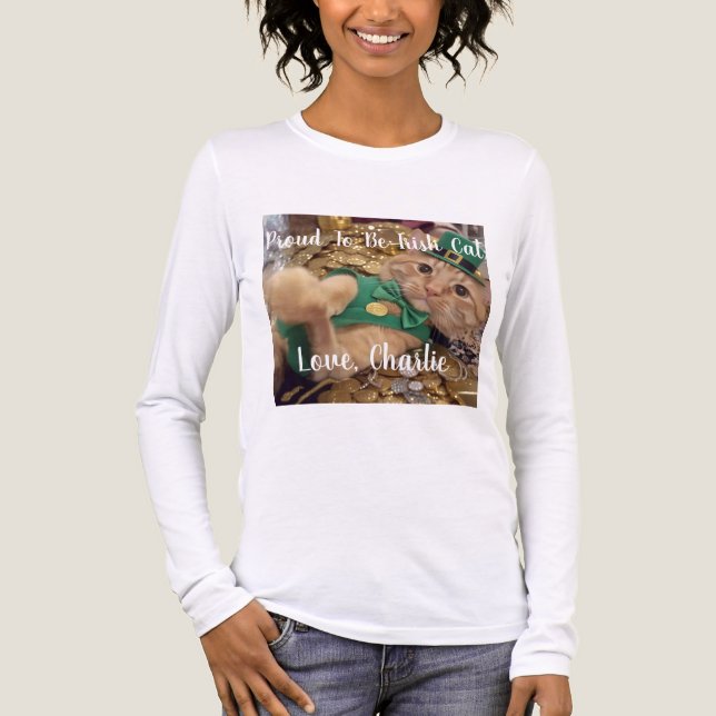 St Patrick's Day Leprechaun Cat  T Shirt (Framsida)