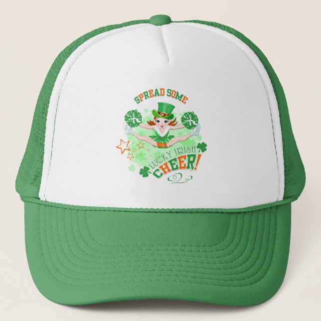 St patrick's day, Leprechaun, CheerLeader Truckerkeps (Framsida)