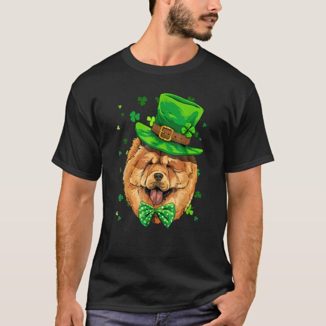 St Patrick's Day Leprechaun Chow Chow Pet Dog Sham T Shirt (Framsida)