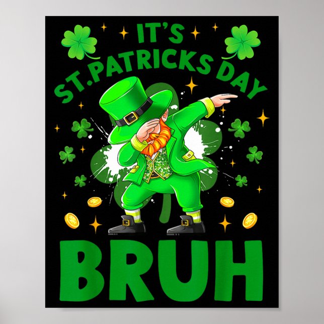 St patricks day leprechaun dabbar shamrock klöver poster (Framsidan)