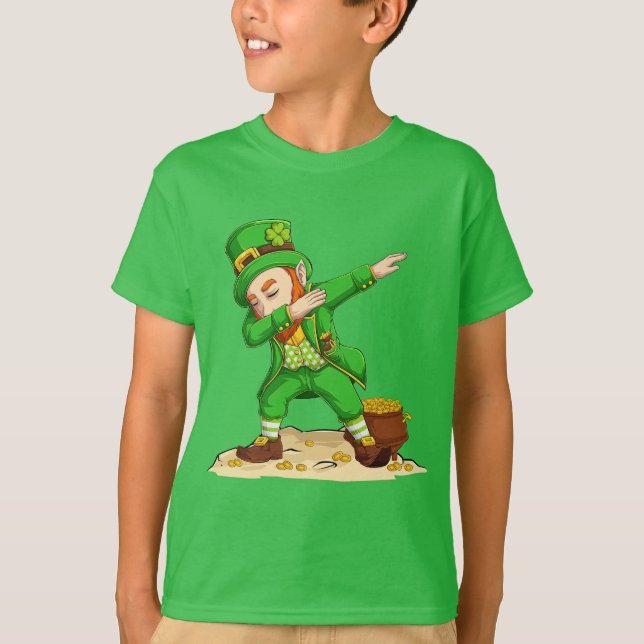 St patrick's day Leprechaun Dabbing Funny Graphic T Shirt (Framsida)