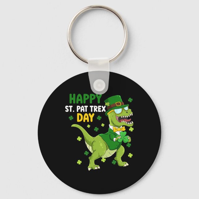 St Patricks Day Leprechaun Dinosaur Dino Glad St  Nyckelring (Framsida)