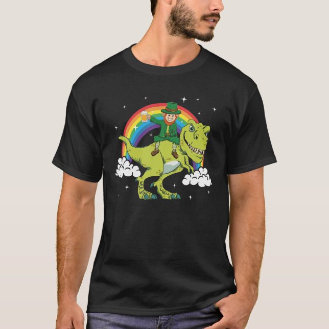 St. Patrick's Day Leprechaun Dinosaur T Shirt (Framsida)