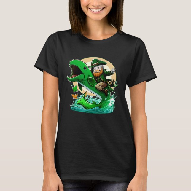 St patricks day Leprechaun Dolphin Shamrock T Shirt (Framsida)