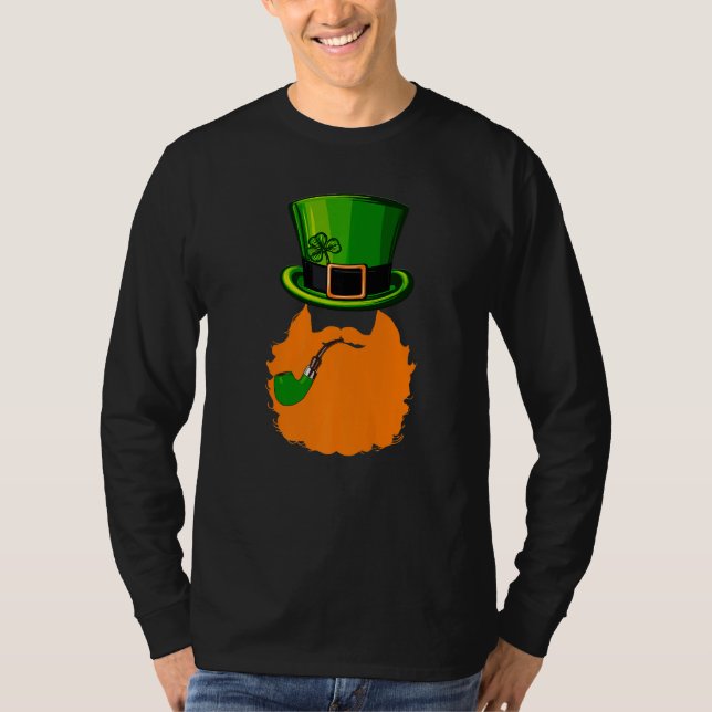 St Patrick's Day Leprechaun Face Beard Shamrock Gi T Shirt (Framsida)