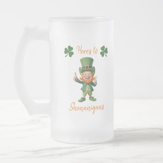 St patrick's day-Leprechaun- Frostat Ölglas (Vänster)