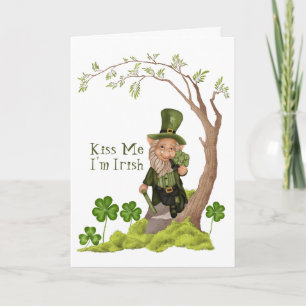 St. Patrick's Day Leprechaun Funny Hälsning Kort