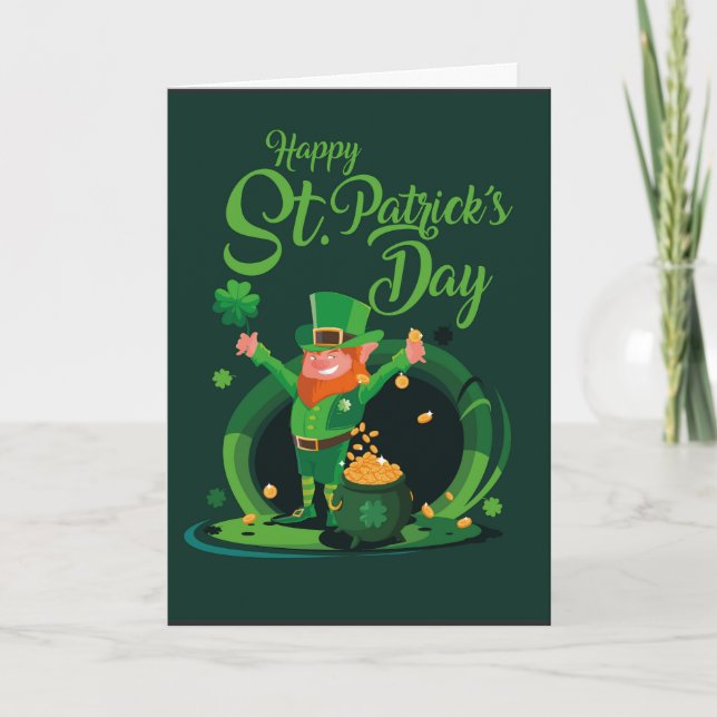 St. Patrick's Day Leprechaun Greetng Card Kort (Framsida)